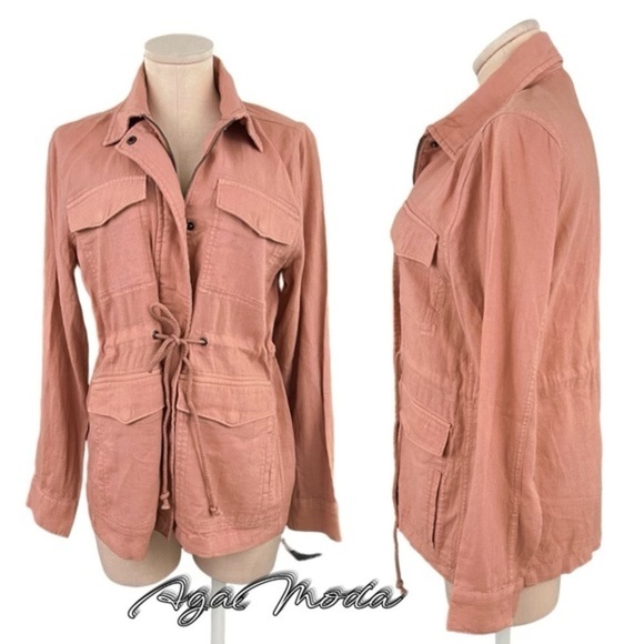 New Directions Dusty Apricot Pink Lightweight Linen  blend Jacket with 6 Pockets - Picture 1 of 16